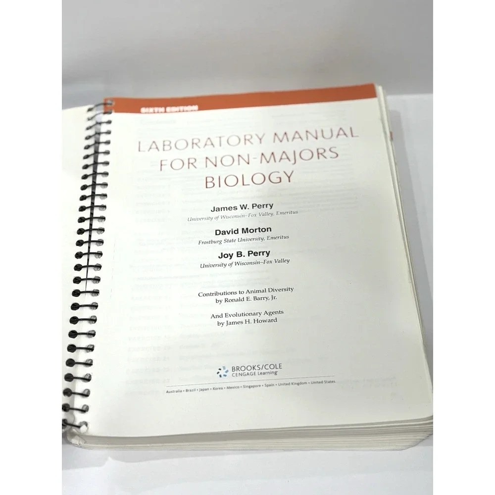 Laboratory Manual for Non-Majors Biology 6th Edition Perry Spiral Bound